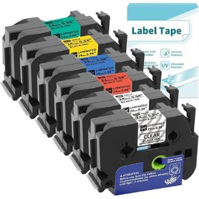 6 pack TZ 24mm 0.94 شريط لون مغلفة متوافق مع شريط Brother Label Teze-251 Tze-151 Tze-451 Tze-551 Tze-651 Tze-751 P tz Tz 1inch لـ PTD610BT PTD600 PTP710BT PTP750W PTP910BT
