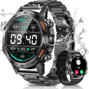 Military Smart Watches for Men(Answer/Make Call), Tactical Smartwatch for Android iOS, 400mAh Battery/Sports Tracking/Health/Sleep Monitoring