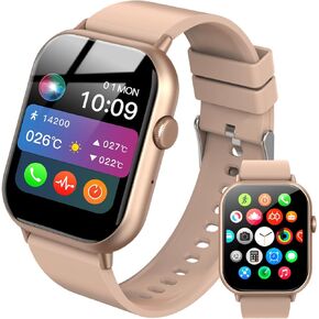 Smart Watch for Men Women (Answer/Make Call), 2.01" Fitness Tracker with 100+ Sport Modes, Smart Watches with 8 Health Functions Including Sleep Monitor/Heart Rate/Spo2, Android Phones/iOS(Rose Gold)