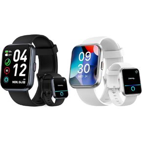 Fitpolo Smart Watches for Women Android & iPhone - W208 Plus Series (Black+White)
