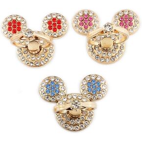 3 Pack Cute Decal Sticker Alloy Gold Anime Phone Ring Holder Bling Full Rhinestone Phone Stand Pop Anime Finger Stand (Mouse)