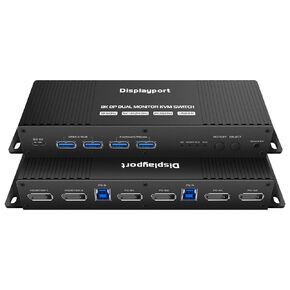 KVM Switch 2 Sonitors 2 Computers DisplayPort 4K 240Hz Hotkey Switching Dual Switch Switches KVM DP 2.0 1440P 144Hz 165Hz 240Hz مراقبة مزدوجة 2 PC Switchport Thunderbolt Freesync G-Sync
