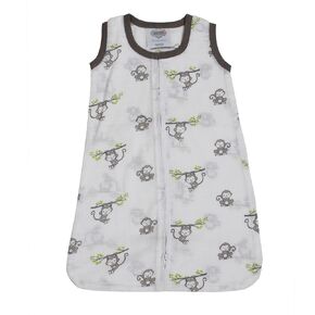 Bacati - Muslin Happy Monkeys Sleeping Bag (Wearable Blankets) (Small, Gray)