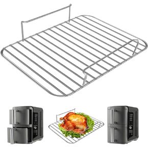 GCQ Air Fryer Wire Rack for Ninja SL401 DoubleStack XL 2 Basket air fryer, Replacement 8.5''×7.2''×1.8'' Stainless Steel Air Fryer Accessories Roasting Steamer Grill Racks Baking Tray Rack