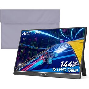 ARZOPA Portable 16.1'' 144Hz 1080P FHD Laptop Monitor & PU Sleeve Bag Combination