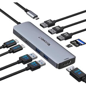 10-in-1 USB C Hub with 4K HDMI Adapter, SD/TF Card Reader, 100W PD Charging, 2 USB 3.0 Ports, and 2 USB 2.0 Ports for MacBook Pro/Air, Dell XPS, Lenovo ThinkPad, etc.