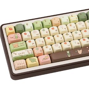131 Keys PBT Keycaps Dye-Sublimation Black and Pink MOA Profile Custom Cute Keycaps for Cherry Gateron MX Swithes Mechanical Keyboards