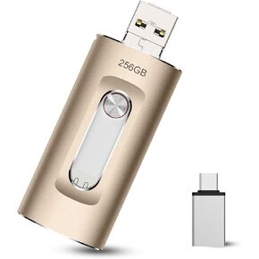 محرك أقراص USB Flash 256 جيجابايت ، عصا الصور لذاكرة iPhone لقيادة Pad Backup Drive عصا ذاكرة الهاتف الذكي ، USB التخزين السريع فوتوستريك ذاكرة عصا لجهاز iPad/iPhone/Computer صورة حارس المرمى المحمول