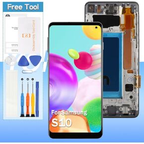 Screen Replacement for Samsung Galaxy S10 SM-G973F SM-G973U SM-G973W 6.1“ TFT LCD Display Touch Digitizer Glass Assembly - Black with Frame - Tools(Fingerprint Recognition is not Supported)