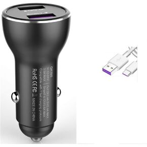 for Huawei Supercharge Car Charger, 9V/2A Car Charger Adapter Quick Fast Charger with USB Type C Super Charging Cable Car Charger for Huawei P40 P30 P20 Pro,Mate 30 20 10 9 (Black)