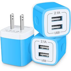 Wall Charger Block, USB Wall Plug, 3 Pack Double USB Fast Charging Cube Cell Phone Charger Power Adapter Android Box for iPhone 16 15 14 13 12 11 Pro Max XS XR X,iPad,Samsung Galaxy S24 A16 5G,Pixel 9