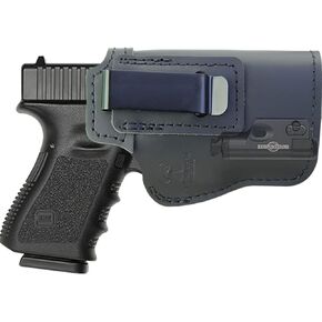 IWB Concealed Carry Leather Holster for Glock 19 with Mini Laser - Fits Glock 19 23 25 29 30 32 36 38 43X 44 45 and Similar-Sized Pistols with Mini Lasers