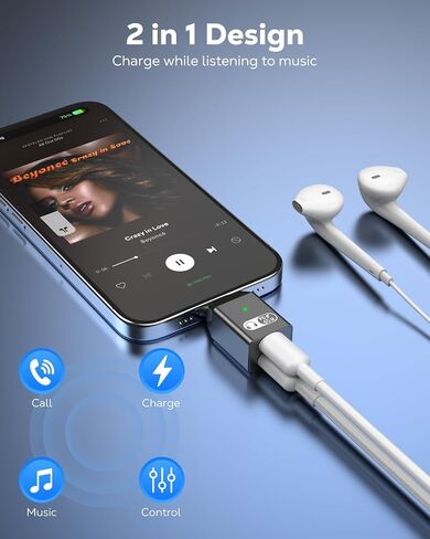Moko USB C إلى محول صوت الصواعق ، 2-in-1 Lightning إلى محول USB C لسماعات الرأس مع 45W شحن سريع لسلسلة iPhone16/15 ، iPad Mini/Air/Pro ، المزيد من جهاز USB-C ، وليس لنقل البيانات ، أبيض in Kuwait