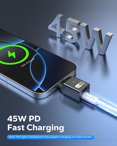 Moko USB C إلى محول صوت الصواعق ، 2-in-1 Lightning إلى محول USB C لسماعات الرأس مع 45W شحن سريع لسلسلة iPhone16/15 ، iPad Mini/Air/Pro ، المزيد من جهاز USB-C ، وليس لنقل البيانات ، أبيض in Kuwait
