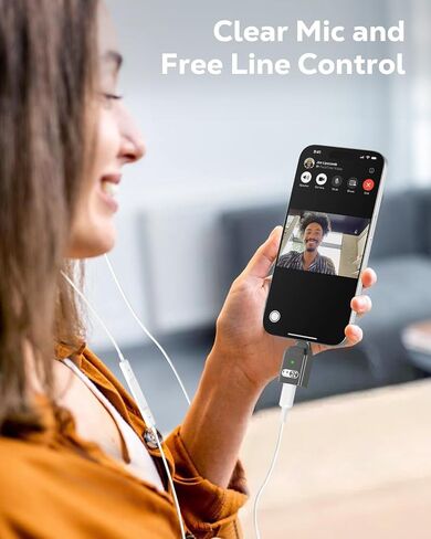 Moko USB C إلى محول صوت الصواعق ، 2-in-1 Lightning إلى محول USB C لسماعات الرأس مع 45W شحن سريع لسلسلة iPhone16/15 ، iPad Mini/Air/Pro ، المزيد من جهاز USB-C ، وليس لنقل البيانات ، أبيض in Kuwait