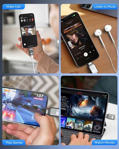 Moko USB C إلى محول صوت الصواعق ، 2-in-1 Lightning إلى محول USB C لسماعات الرأس مع 45W شحن سريع لسلسلة iPhone16/15 ، iPad Mini/Air/Pro ، المزيد من جهاز USB-C ، وليس لنقل البيانات ، أبيض in Kuwait