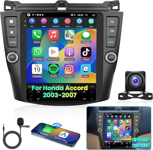 for Honda Accord 2003 2004 2005 2006 2007 Android Car Radio Stereo, Wireless Carplay Android Auto 9.7" Touch Screen Bluetooth Car Audio Receiver Support GPS WiFi Backup Camera FM/RDS HiFi SWC in Saudi Arabia