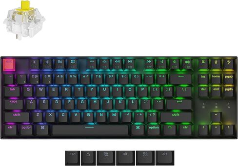 Keychron K8 الإصدار 2 لوحة المفاتيح الميكانيكية اللاسلكية TKL ، QMK/Launcher Bluetooth 5.2/Wired ، RGB Backlit Sheer-shourge Kears ، Super Red Switch Windows Linux (Hot-swappable) in Kuwait