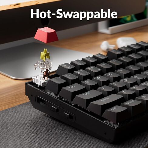 Keychron K8 الإصدار 2 لوحة المفاتيح الميكانيكية اللاسلكية TKL ، QMK/Launcher Bluetooth 5.2/Wired ، RGB Backlit Sheer-shourge Kears ، Super Red Switch Windows Linux (Hot-swappable) in Kuwait