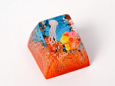 Red Koi Scarlet Shadow Background Ocean Keycap Custom Keyboard Key caps Cute Keycap Artisan Keycaps Aesthetic Key Cap Ocean Gifts Cherry MX Mechanical Keyboard SA Profile 1U in Kuwait