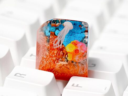 Red Koi Scarlet Shadow Background Ocean Keycap Custom Keyboard Key caps Cute Keycap Artisan Keycaps Aesthetic Key Cap Ocean Gifts Cherry MX Mechanical Keyboard SA Profile 1U in Kuwait