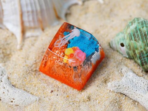 Red Koi Scarlet Shadow Background Ocean Keycap Custom Keyboard Key caps Cute Keycap Artisan Keycaps Aesthetic Key Cap Ocean Gifts Cherry MX Mechanical Keyboard SA Profile 1U in Kuwait