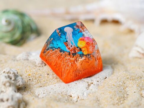 Red Koi Scarlet Shadow Background Ocean Keycap Custom Keyboard Key caps Cute Keycap Artisan Keycaps Aesthetic Key Cap Ocean Gifts Cherry MX Mechanical Keyboard SA Profile 1U in Kuwait