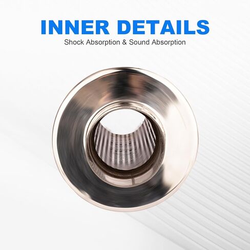 2.0 Inch Inlet 3.0 Inch Outlet Exhaust Muffler 2.0" to 3.0" Universal 15" Length Stainless Steel Polished Exhaust Tip Non Burnt in Kuwait