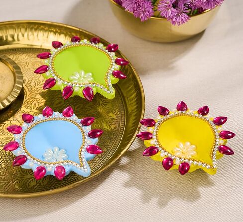 IndoTribe 12 قطعة ديوالي دياس للديكور ديكورات ديوالي للمنزل ديوالي أضواء ديوالي ديكور ديوالي ديا ديوالي شمعة ديوالي هدايا للأصدقاء الطين ديا لأضواء الشاي ديوالي الشموع ديوالي ديا in Kuwait