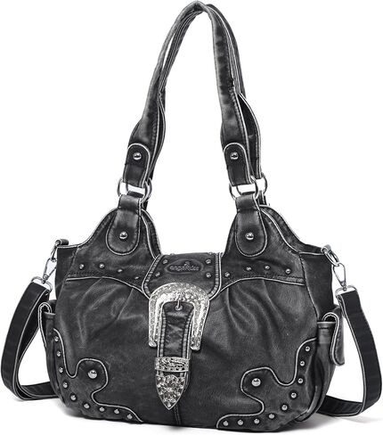 Angel Kiss Hobo Bags for Women Vegan Leather Purses and Handbags Ladies Chic Shoulder Bags Crossbody Purses with Metal Studs in Kuwait