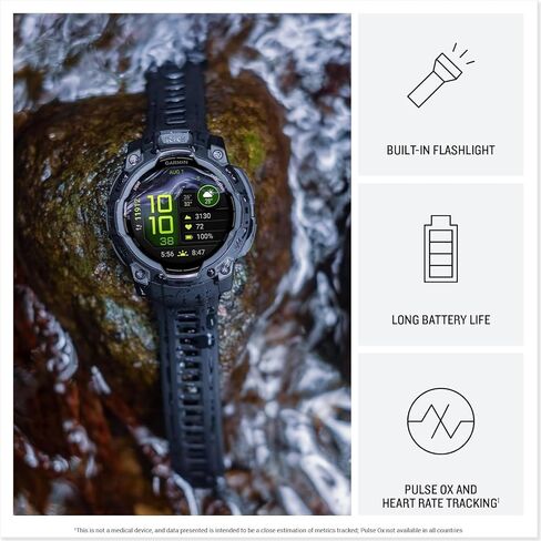 Garmin Instinct 3 AMOLED 45mm (Neo Tropic) Rugged Outdoor GPS Smartwatch Gift Box Bundle - Metal Reinforced Bezel, Built-in Flashlight with PlayBetter HD Screen Protectors, Wall Adapter & Case in Saudi Arabia