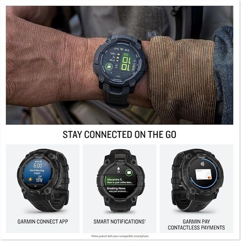 Garmin Instinct 3 AMOLED 45mm (Neo Tropic) Rugged Outdoor GPS Smartwatch Gift Box Bundle - Metal Reinforced Bezel, Built-in Flashlight with PlayBetter HD Screen Protectors, Wall Adapter & Case in Saudi Arabia