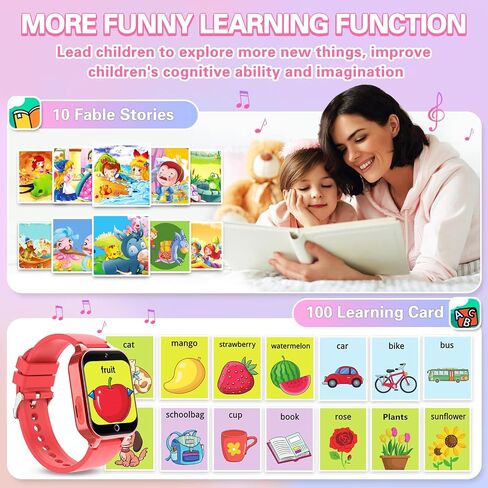 Kids Smart Watch Girls Girls for Girl تتراوح أعمارهم بين 6-12 عامًا ، HD Touch Screenen Kids Watch مع 26 لعبة فيديو Camera Music Music Audiostory Audiostory Toys Toys Toys Higds for Girls Ages 5 6 7 8 9 in Kuwait