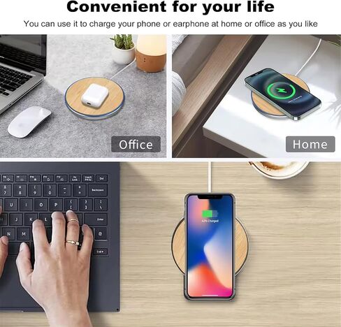 Wood Wireless Charger Pad, 15W Fast Charge, Qi Certified, Compatible with iPhone, Elegant Home or Office Decor (Redwood) in Saudi Arabia