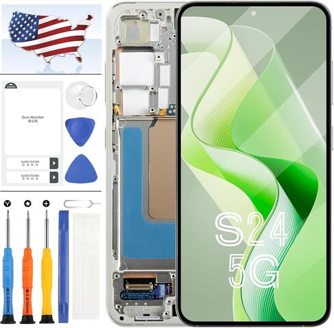 AMOLED for Samsung Galaxy S24 5G Screen Replacement,LCD Screen for Samsung S24 SM-S921u S921a S921w LCD Display Touch Screen Digitizer Assembly Repair Kit with Frame[US Version] (Black) in Saudi Arabia