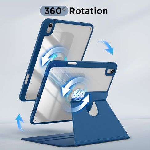 CACOE 360 Rotating Case for iPad (A16) 11th/10th Generation with Pencil Holder 2025/2022 11/10.9 inch, Shockproof Cover for iPad 11/10 Gen with Stand Function, Sky Blue in Saudi Arabia