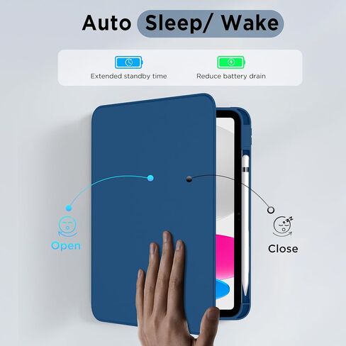 CACOE 360 Rotating Case for iPad (A16) 11th/10th Generation with Pencil Holder 2025/2022 11/10.9 inch, Shockproof Cover for iPad 11/10 Gen with Stand Function, Sky Blue in Saudi Arabia