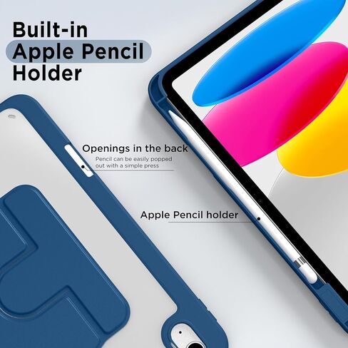 CACOE 360 Rotating Case for iPad (A16) 11th/10th Generation with Pencil Holder 2025/2022 11/10.9 inch, Shockproof Cover for iPad 11/10 Gen with Stand Function, Sky Blue in Saudi Arabia