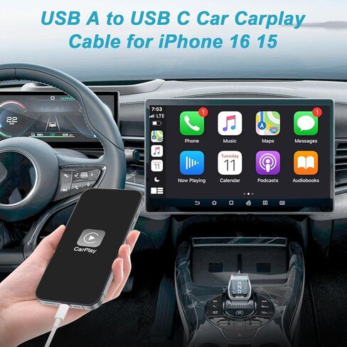كابل Carplay للسيارة iPhone 15/16/16 Pro Max/Plus كابل شاحن السيارة، كابل USB A إلى USB C بطول 6 أقدام لسلك Carplay USB C، كابل iPad USB C iPad Pro iPad Air 5th، iPhone 15 16 سلك كابل شاحن السيارة in Saudi Arabia