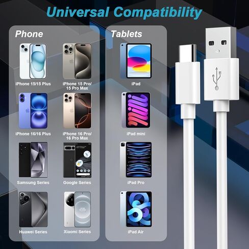 كابل Carplay للسيارة iPhone 15/16/16 Pro Max/Plus كابل شاحن السيارة، كابل USB A إلى USB C بطول 6 أقدام لسلك Carplay USB C، كابل iPad USB C iPad Pro iPad Air 5th، iPhone 15 16 سلك كابل شاحن السيارة in Saudi Arabia