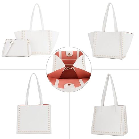 حمل حقيبة المحافظ الجلدية النباتية وحقائب اليد للنساء مقبض علوي حقيبة محفظة السيدات حقائب الكتف مجموعة 2 قطعة in Kuwait