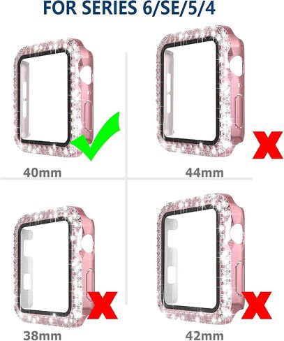 4 علبة حزمة بلينغ هاك كوكب كمبيوتر مع واقي شاشة زجاجي مقسى متوافق مع Apple Watch 45mm Series 9 و 8 و 7 و Ultra-Shin Crystal Pumper Present in Kuwait