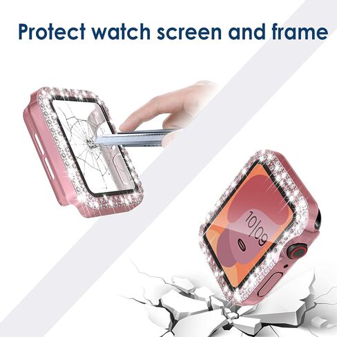 4 علبة حزمة بلينغ هاك كوكب كمبيوتر مع واقي شاشة زجاجي مقسى متوافق مع Apple Watch 45mm Series 9 و 8 و 7 و Ultra-Shin Crystal Pumper Present in Kuwait