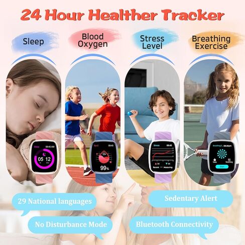 Smart Watch for Kids Fitness Activity Tracker للفتيات الفتيات ، مقاوم للماء ، ألعاب ألغاز ، موسيقى إنذار ، وضع رياضة ، معدل ضربات القلب ، نوم ، عداد الخطى ، هدية عيد ميلاد الأطفال الذكية للشباب ، الأزرق in Kuwait