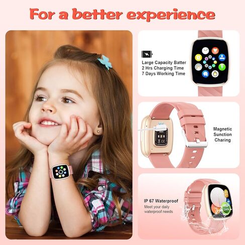 Smart Watch for Kids Fitness Activity Tracker للفتيات الفتيات ، مقاوم للماء ، ألعاب ألغاز ، موسيقى إنذار ، وضع رياضة ، معدل ضربات القلب ، نوم ، عداد الخطى ، هدية عيد ميلاد الأطفال الذكية للشباب ، الأزرق in Kuwait
