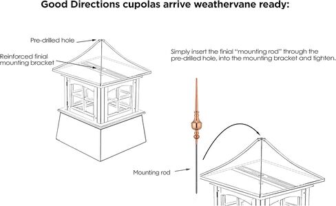 قبة مانشستر فينيل مربعة مقاس 26 بوصة مع Rooster Weathervane من Good Directions in Saudi Arabia