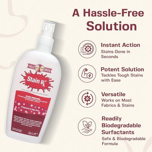 Stain Remover, Effectively Eliminates Stains from Wine, Berries & Blood on Fabrics, Carpets, Upholstery & Jewelry, Dye-Free, Bleach-Free, Made in USA, 2 fl. oz. (6 Pack) with a Flip-Top Cap in Kuwait