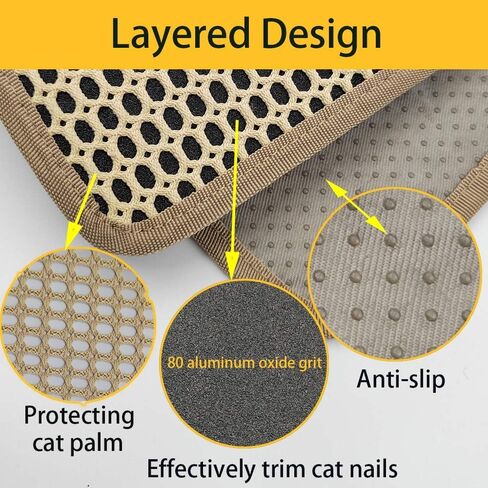 Cat Nail File Scratcher Wrapped Around a Cat Scratching Post, 16.73×13.38 Inches Sisal Cat Scratch Pad with 80 Aluminum Oxide Grit, Nail File for Cats Can Help to Trim Your Cat's Nails in Saudi Arabia