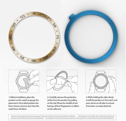 Bezel Ring Styling Compatible with Samsung Galaxy Watch 4 40mm 44mm Cover Bezel Ring, Stainless Steel Metal Tachymeter Anti Scratch Protection Adhesive Screen Protector (Watch 4 40mm, Gold) in Saudi Arabia