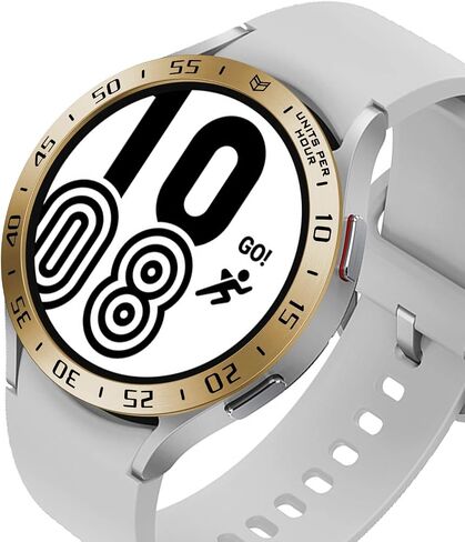Bezel Ring Styling Compatible with Samsung Galaxy Watch 4 40mm 44mm Cover Bezel Ring, Stainless Steel Metal Tachymeter Anti Scratch Protection Adhesive Screen Protector (Watch 4 40mm, Gold) in Saudi Arabia